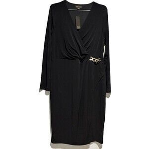 Bold Elements large Long sleeves wrap dress black NWT Party Cocktail Wedding Dat